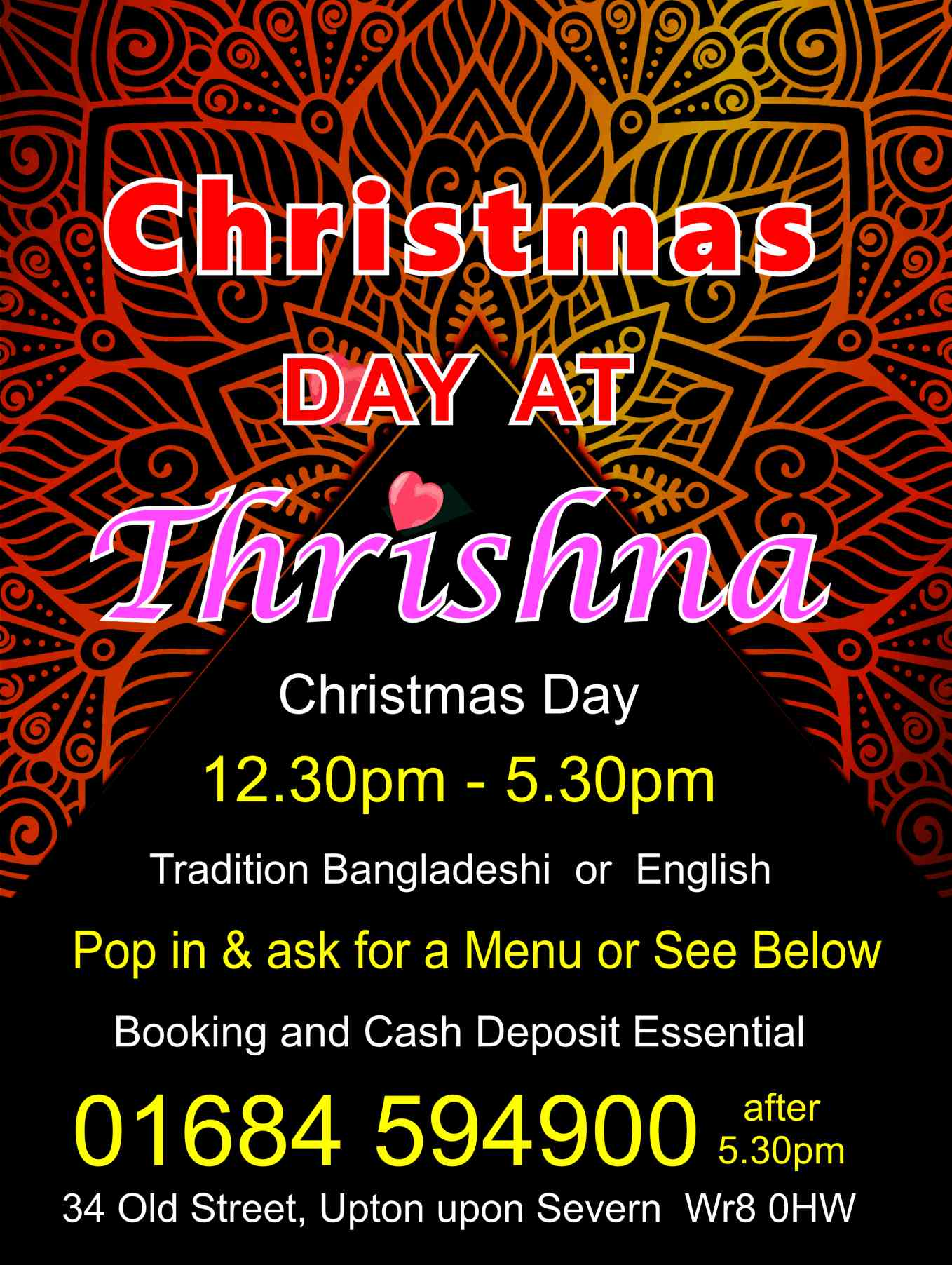 Christmas Day at Thrishna Premium Bangladeshi Restaurant