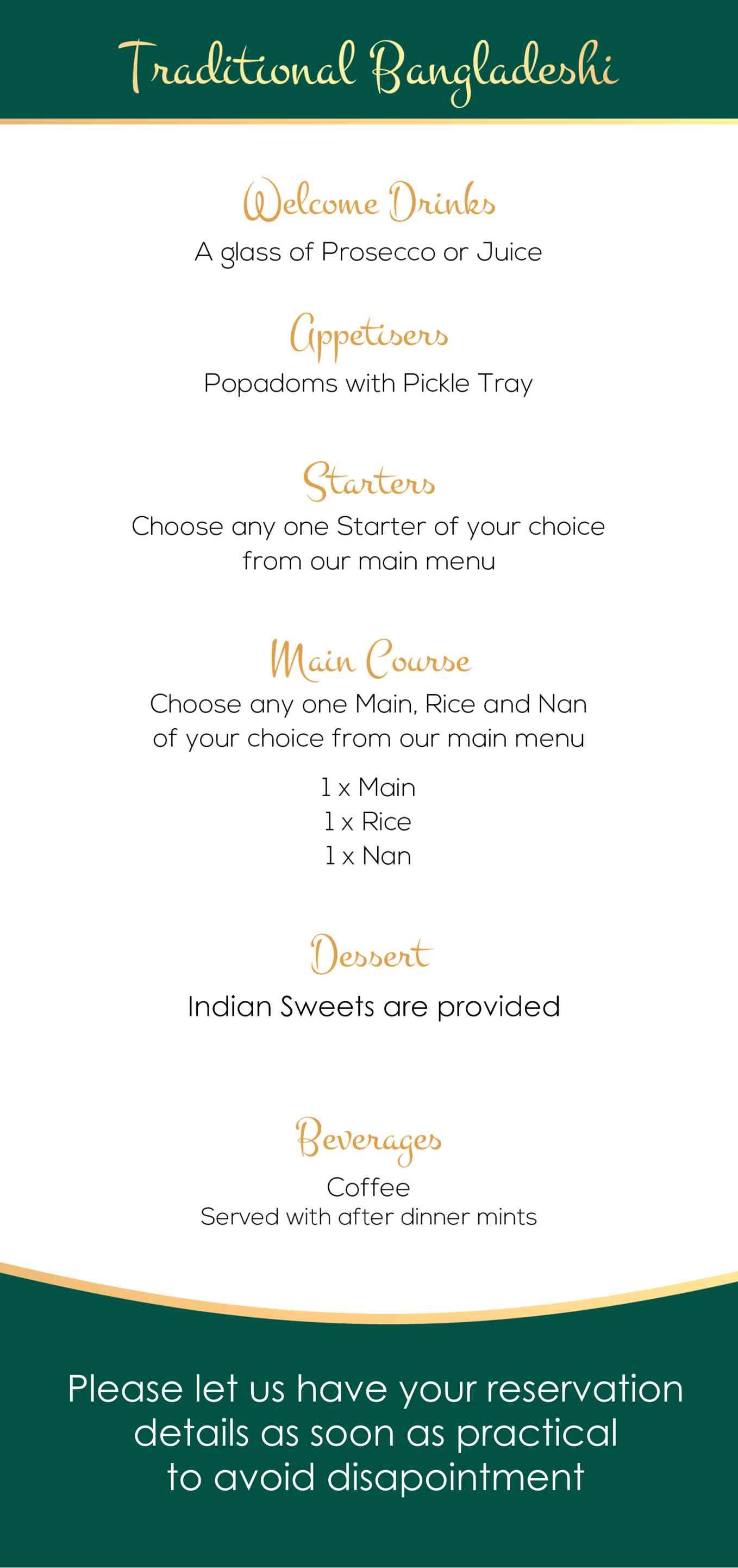 Christmas Day Menu at Thrishna Premium Bangladeshi Restaurant